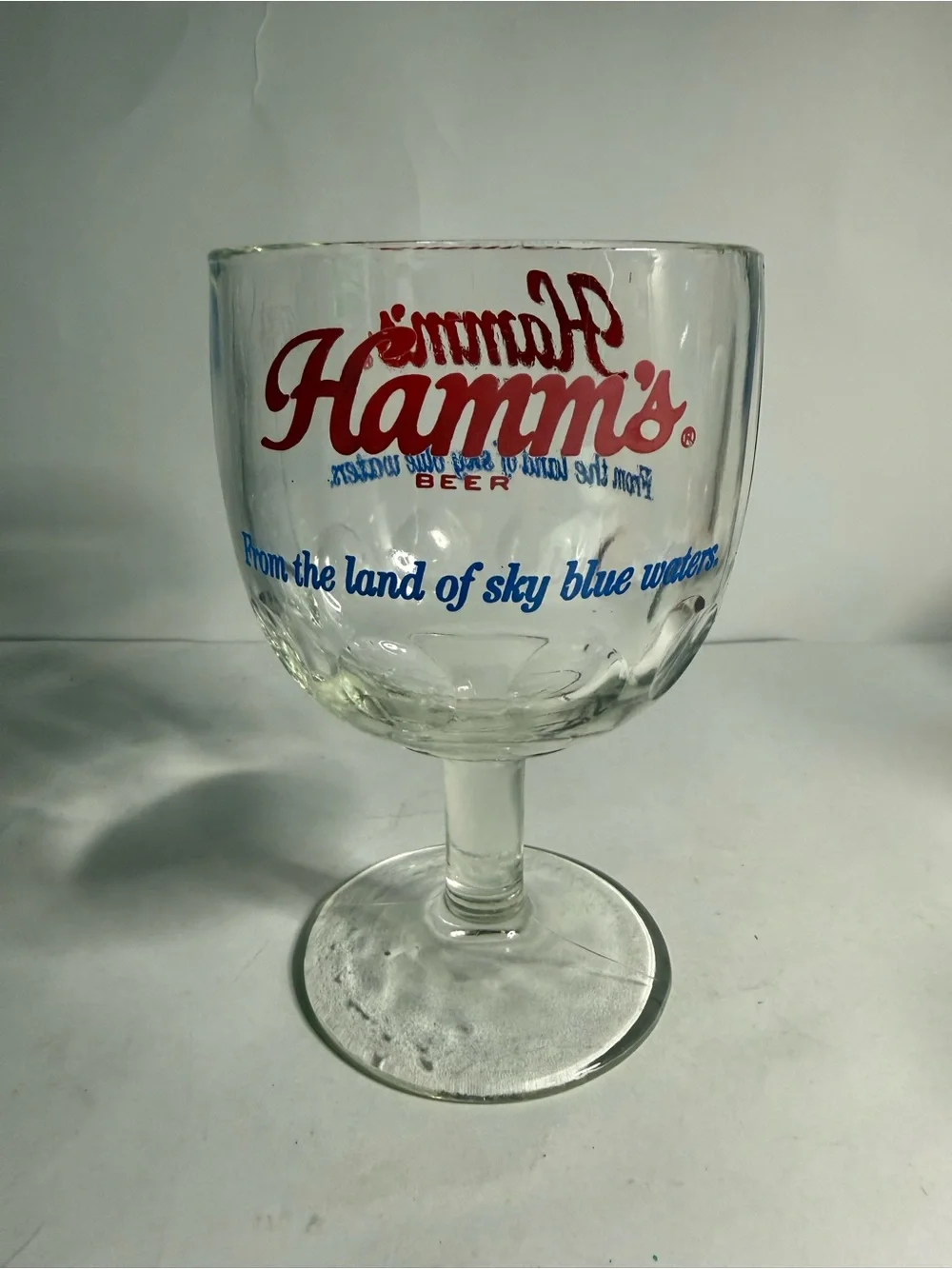 Vintage 1970s Hamm’s Beer Glass Thumbprint Goblet